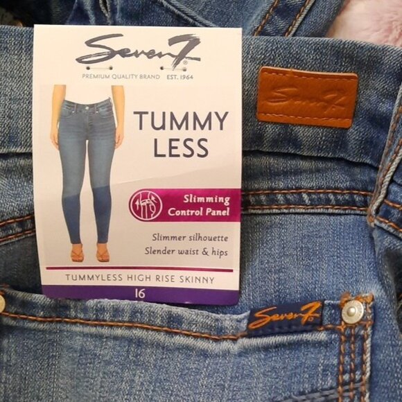 Seven 7 NWT Mars Blue Tummyless High Rise 5 Pockets Denim Skinny Jeans Size 16 - Picture 8 of 14